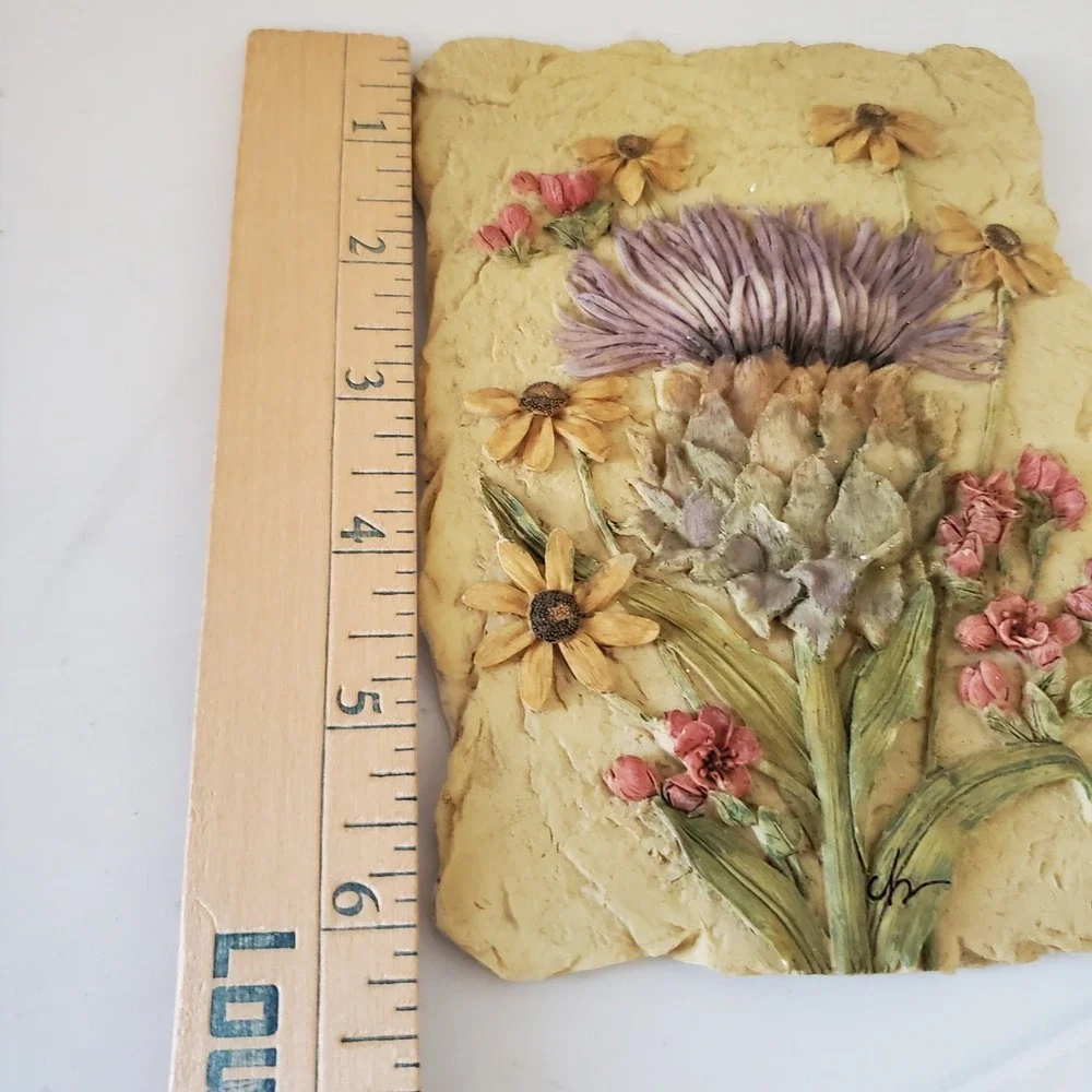Cynara Artichoke Thistle 3D Floral Wall Plaque Botanical Relief Decor 6.5x4.5